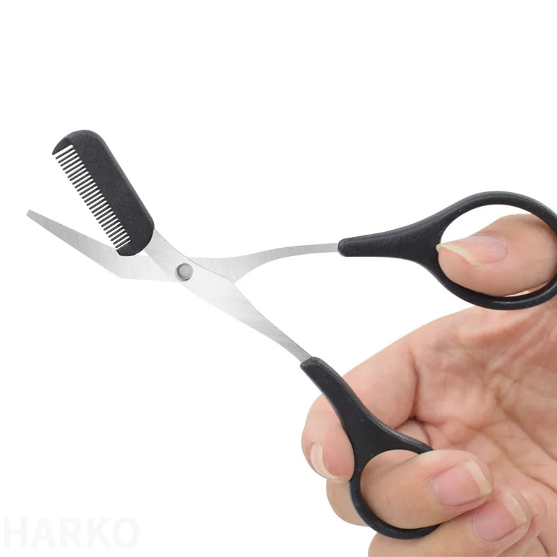 Stainless Steel Eyebrow Trimmer Scissors with Comb - Precision Beauty Tool for Women