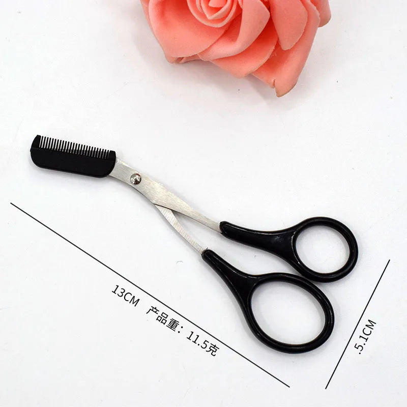 Stainless Steel Eyebrow Trimmer Scissors with Comb - Precision Beauty Tool for Women