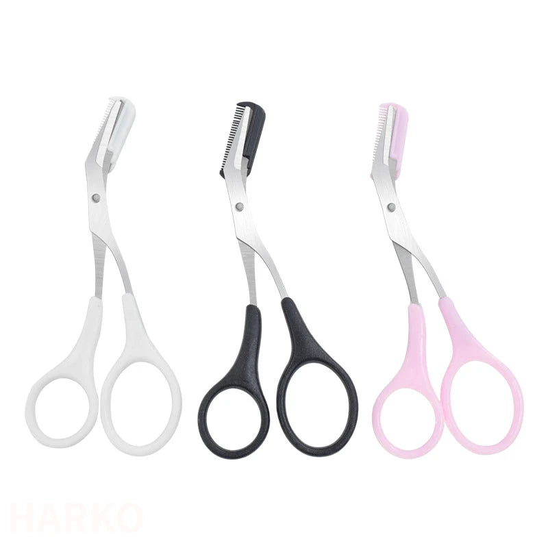 Stainless Steel Eyebrow Trimmer Scissors with Comb - Precision Beauty Tool for Women