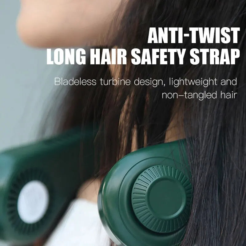 Innovative 360° Leafless Neckband Fan - USB Rechargeable, Portable, and Bladeless Design